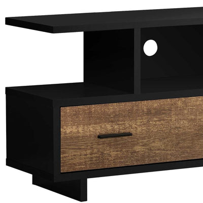 16" Brown and Black Cabinet Enclosed Storage TV Stand