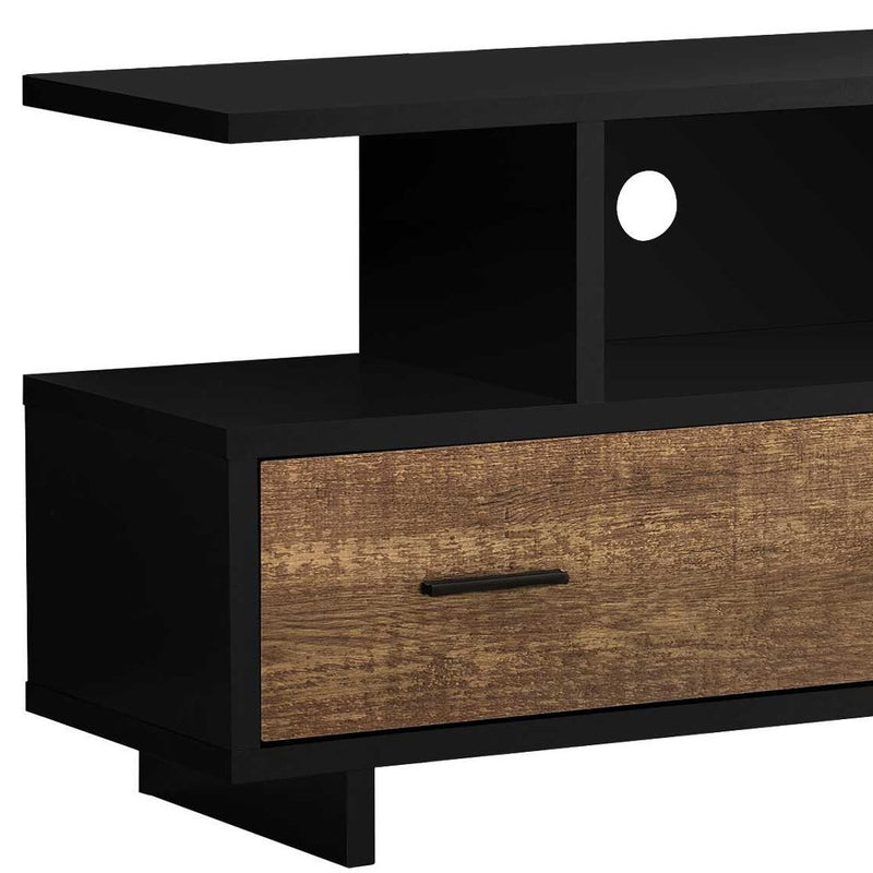 16" Brown and Black Cabinet Enclosed Storage TV Stand