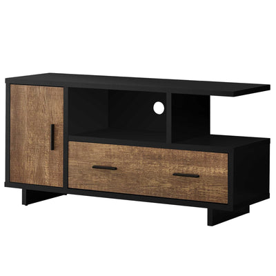 16" Brown and Black Cabinet Enclosed Storage TV Stand