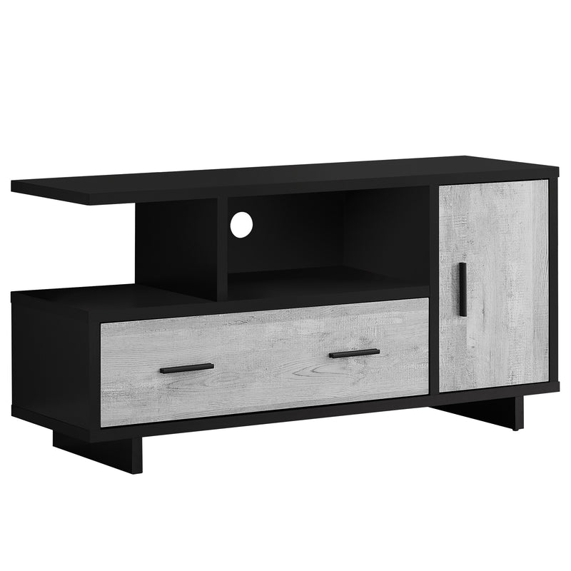 16" Brown and Black Cabinet Enclosed Storage TV Stand
