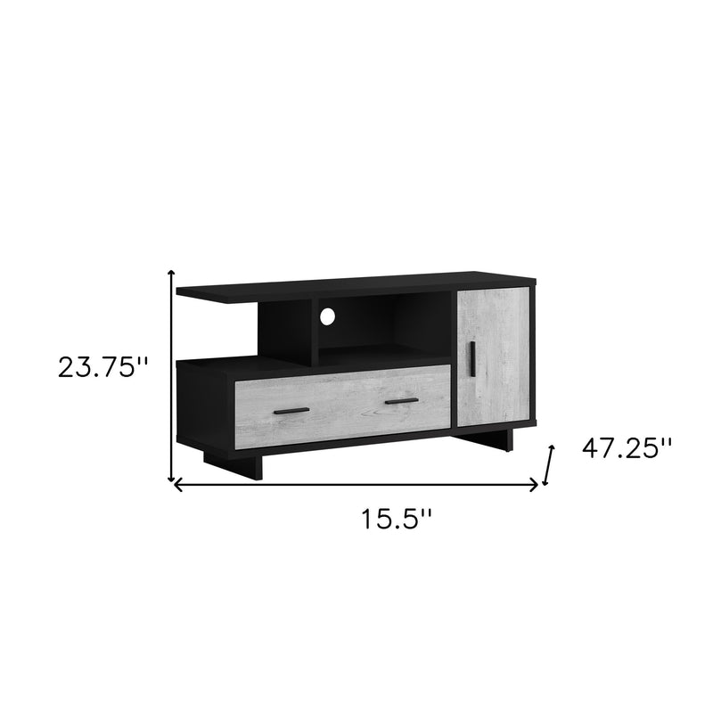 16" Brown and Black Cabinet Enclosed Storage TV Stand