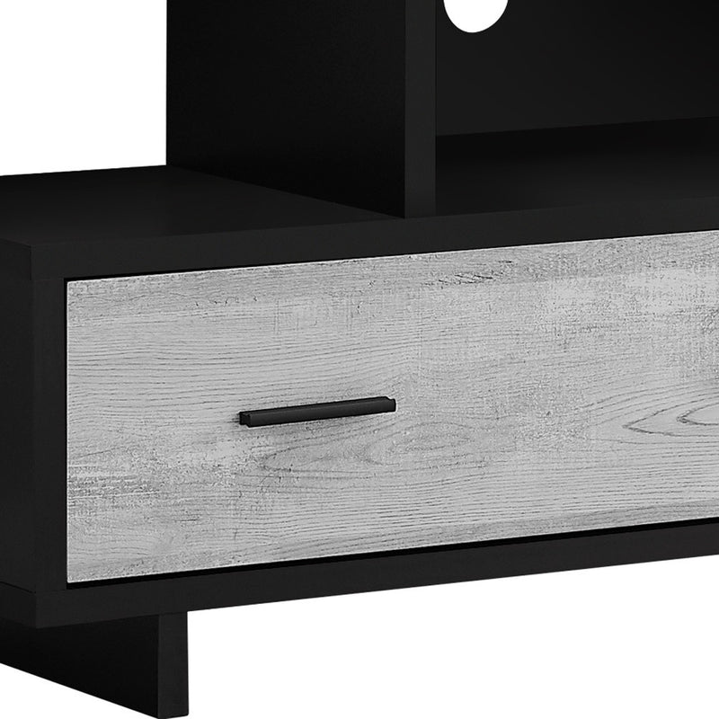 16" Brown and Black Cabinet Enclosed Storage TV Stand