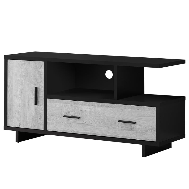 16" Brown and Black Cabinet Enclosed Storage TV Stand