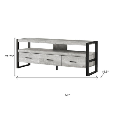 59" Black Cabinet Enclosed Storage TV Stand