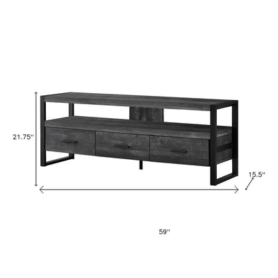 59" Black Cabinet Enclosed Storage TV Stand