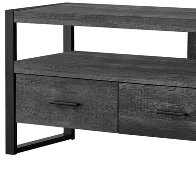 59" Black Cabinet Enclosed Storage TV Stand