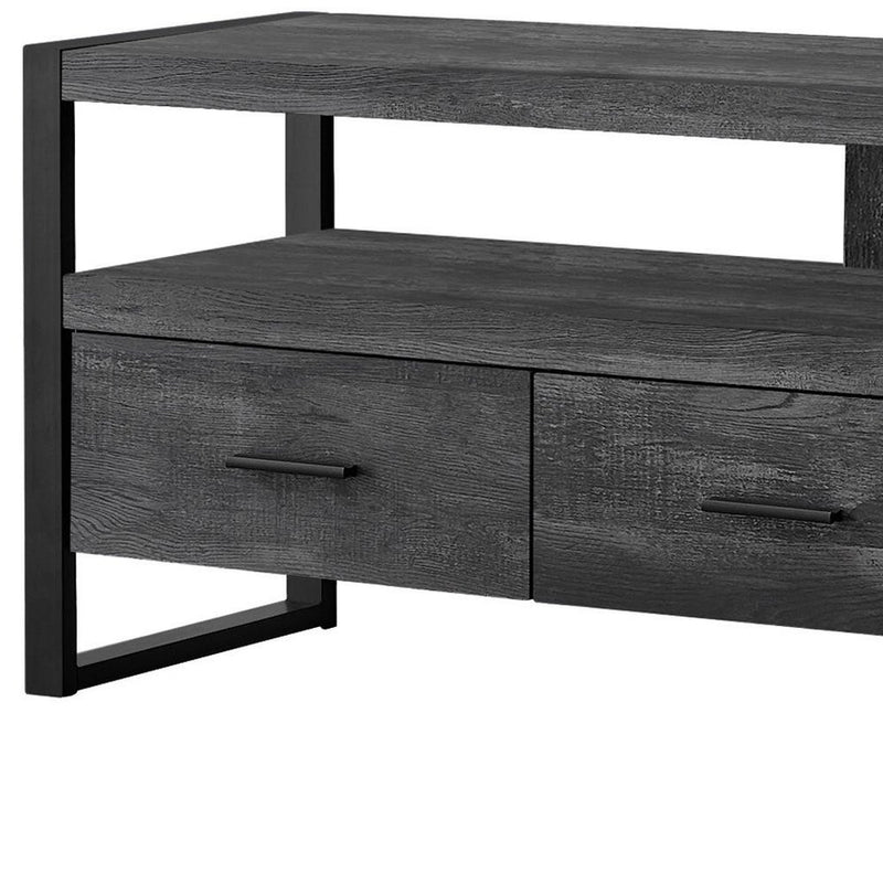 59" Black Cabinet Enclosed Storage TV Stand
