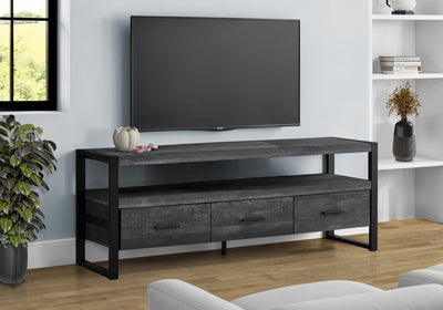 59" Brown and Black Cabinet Enclosed Storage TV Stand
