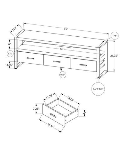 59" Black Cabinet Enclosed Storage TV Stand
