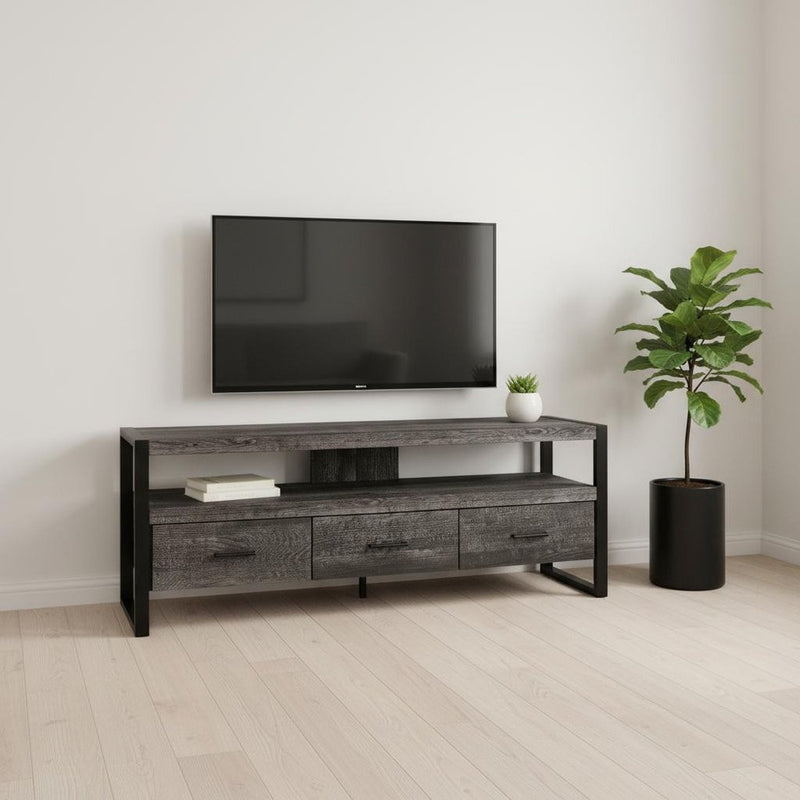 59" Black Cabinet Enclosed Storage TV Stand
