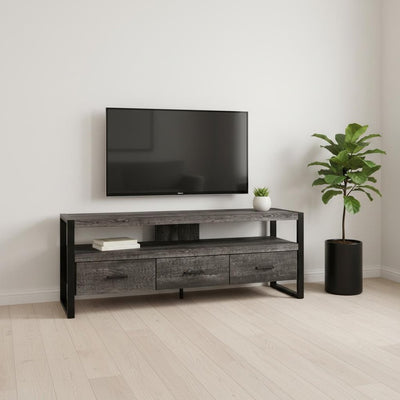 59" Black Cabinet Enclosed Storage TV Stand