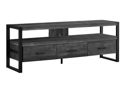 59" Black Cabinet Enclosed Storage TV Stand
