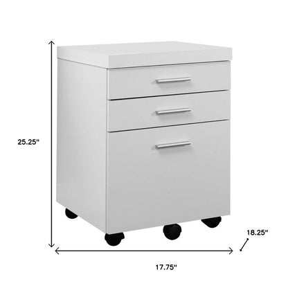 25" White Particle Board Filing Cabinet With Drawers