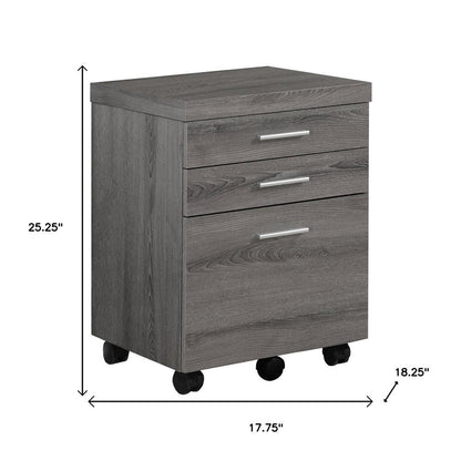 25" White And Gray Particle Board and Wood Filing Cabinet With Drawers