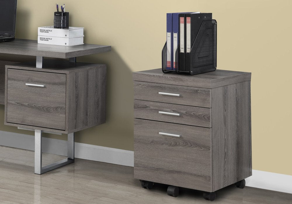 25" White And Gray Particle Board and Wood Filing Cabinet With Drawers