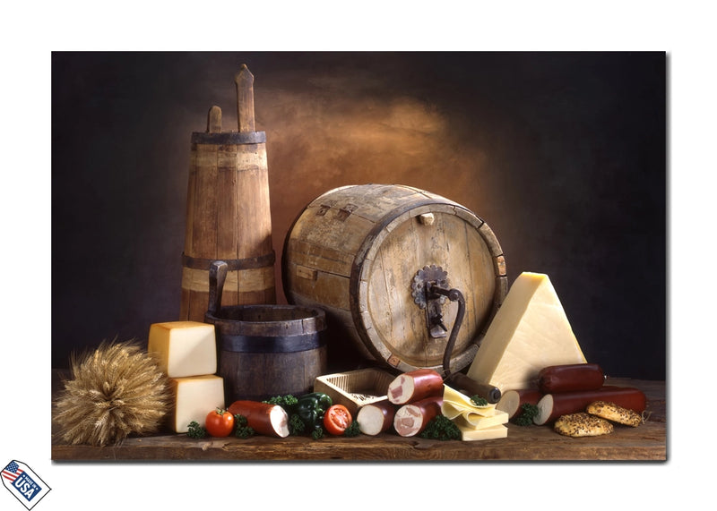 Rustic Abundance - Barrels, Cheese, and Delicacies