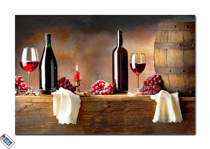 Rustic Wine Evening - Grapes, Barrels, and Candlelight