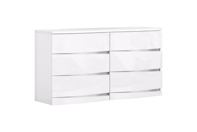 Four Piece White Solid and Manufactured Wood Bedroom Set With Mirror
