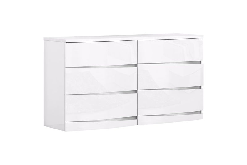 Four Piece White Solid and Manufactured Wood Bedroom Set With Mirror