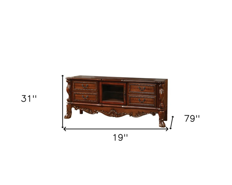 74" Platinum Solid Wood Enclosed and Open Storage TV Stand