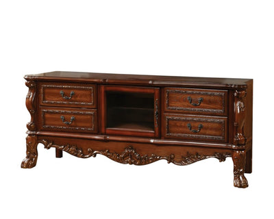 74" Platinum Solid Wood Enclosed and Open Storage TV Stand