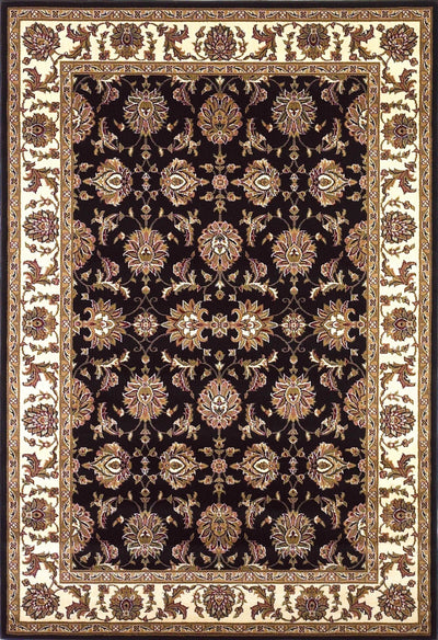 10'X13' Black Ivory Machine Woven Floral Traditional Indoor Area Rug