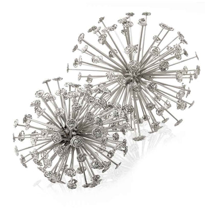 Set of Two Gold Cast Iron Decorative Spiky Sphere Tabletop Sculptures