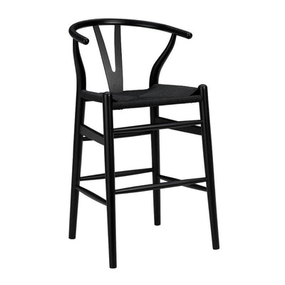Black Solid Wood Counter Height Bar Chair