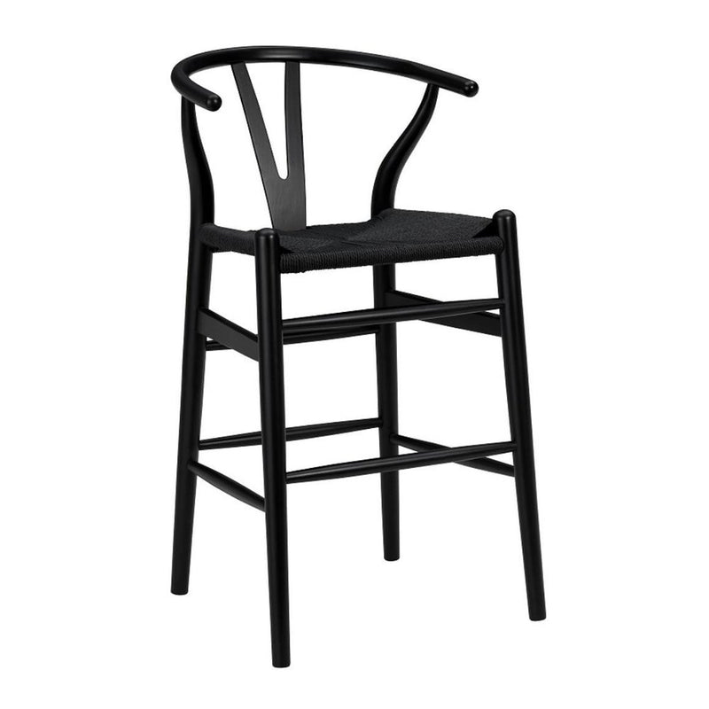 Black Solid Wood Counter Height Bar Chair