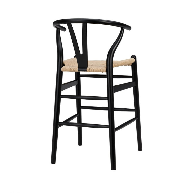 Natural And Black Solid Wood Counter Height Bar Chair