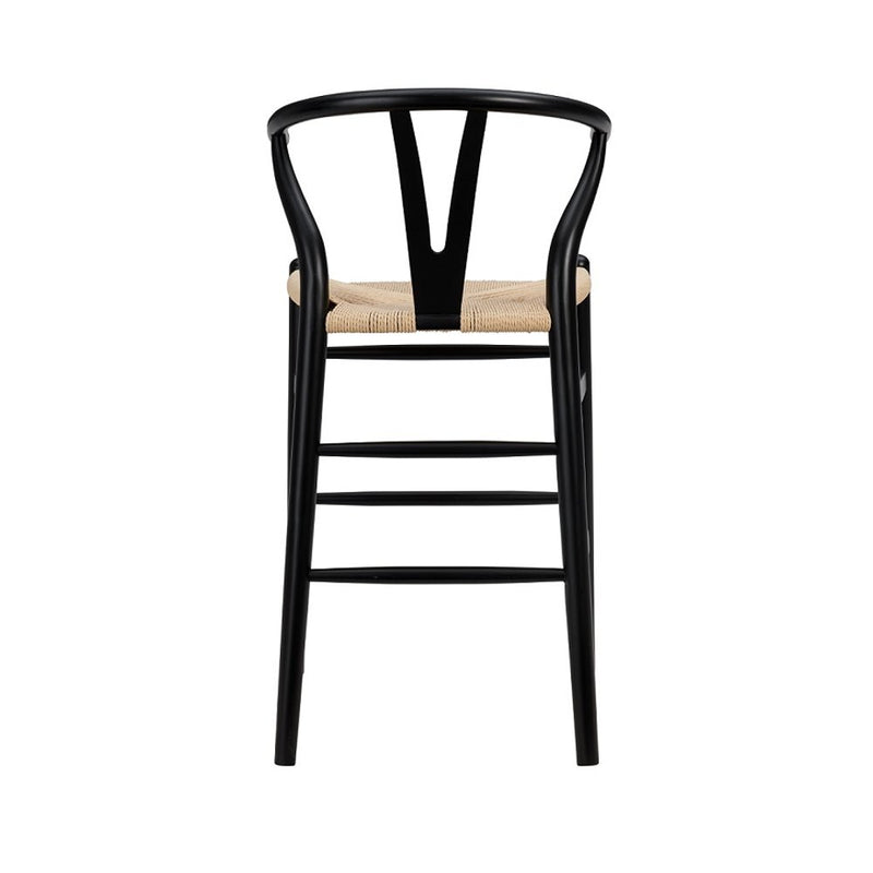 Natural And Black Solid Wood Counter Height Bar Chair