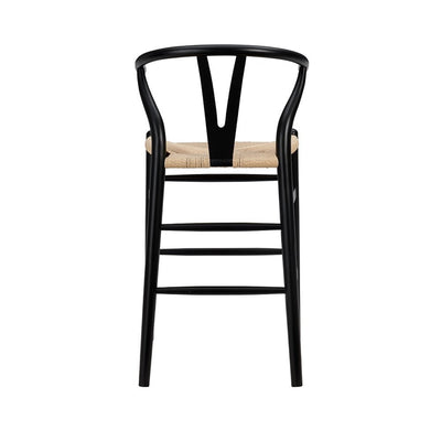 Natural And Black Solid Wood Counter Height Bar Chair
