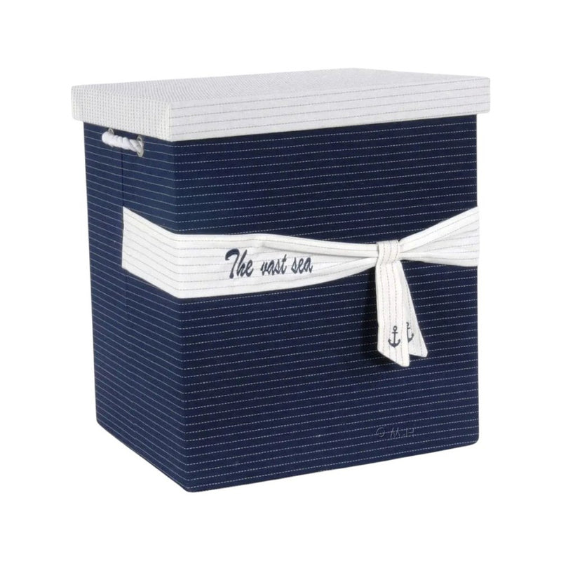 13.5" X 17" X 22.5" Blue Fabric Basket With Bow  Decoration Set Of 5