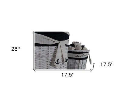 Set of Four Blue And White Rattan Basket