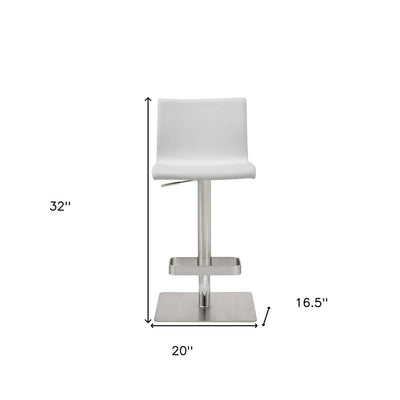 26 " White And Silver Stainless Steel Counter Height Bar Chair