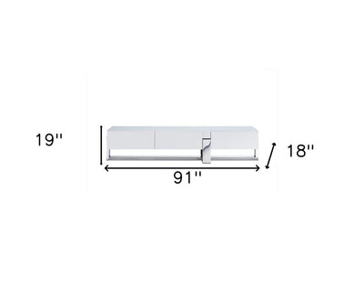 91 X 18 X 19 White Stainless Steel Tv Unit