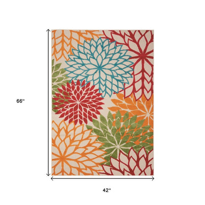 3' X 4' Green And Ivory Indoor Outdoor Area Rug