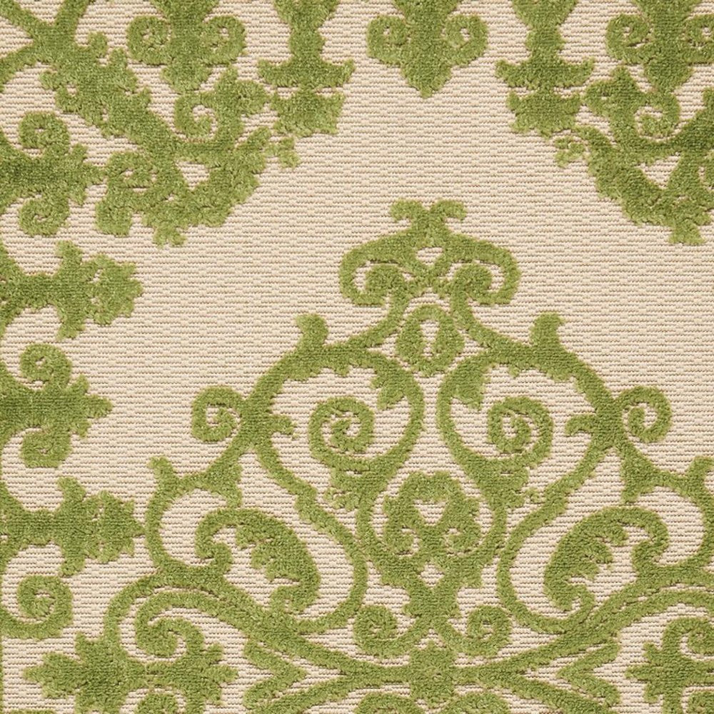 3' X 4' Green Damask Indoor Outdoor Area Rug