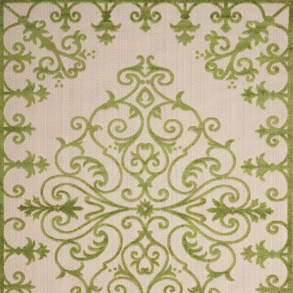 3' X 4' Green Damask Indoor Outdoor Area Rug