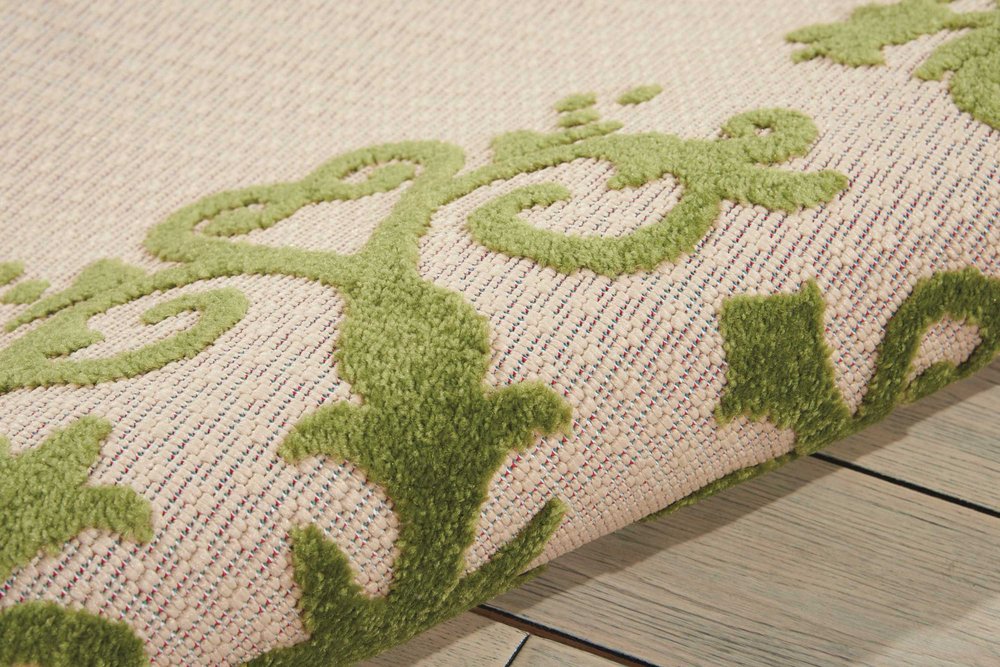 3' X 4' Green Damask Indoor Outdoor Area Rug