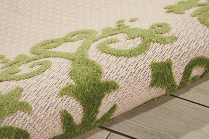 3' X 4' Green Damask Indoor Outdoor Area Rug