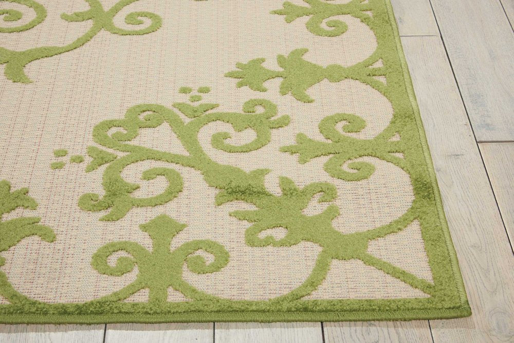 3' X 4' Green Damask Indoor Outdoor Area Rug