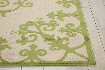 3' X 4' Green Damask Indoor Outdoor Area Rug