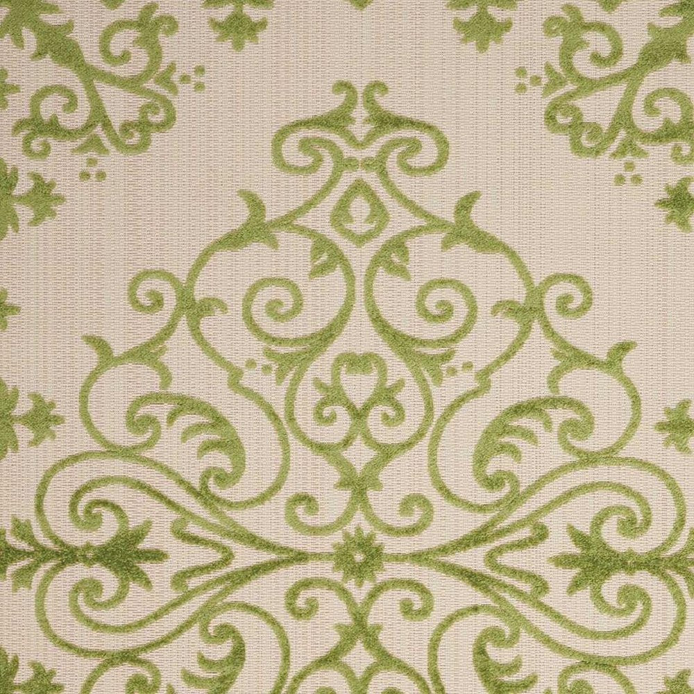 3' X 4' Green Damask Indoor Outdoor Area Rug