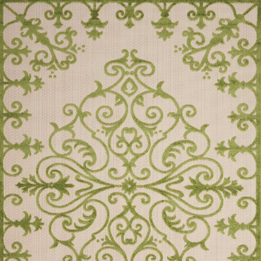 3' X 4' Green Damask Indoor Outdoor Area Rug