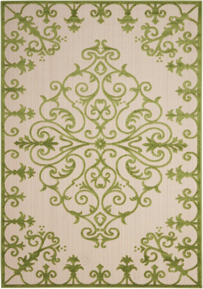 3' X 4' Green Damask Indoor Outdoor Area Rug