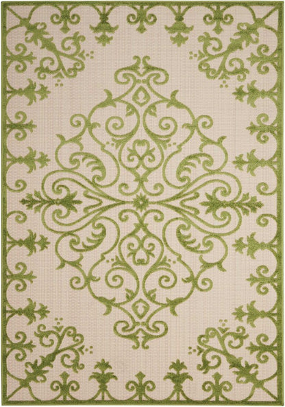 3' X 4' Green Damask Indoor Outdoor Area Rug