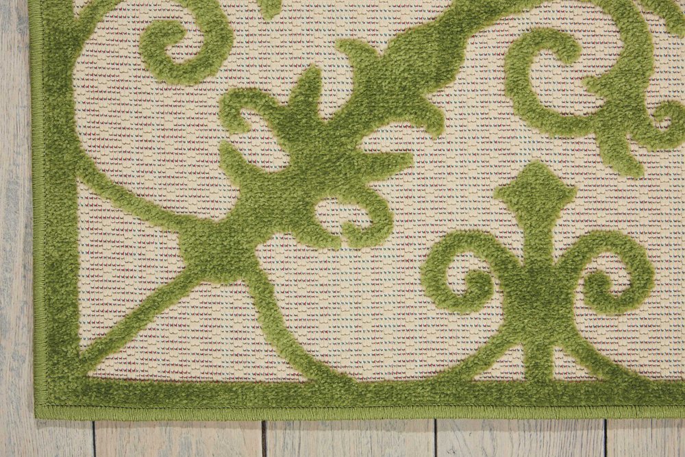 3' X 4' Green Damask Indoor Outdoor Area Rug
