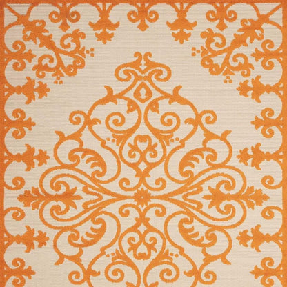 3' X 4' Green Damask Indoor Outdoor Area Rug