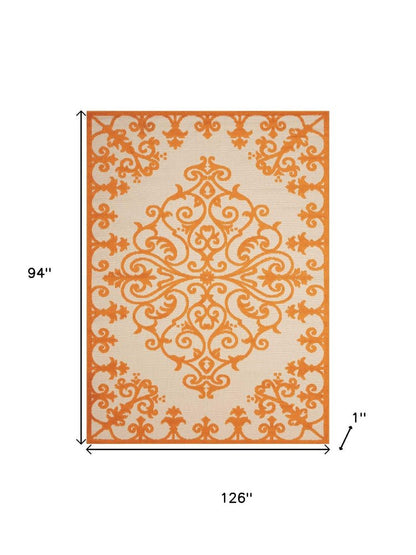 3' X 4' Green Damask Indoor Outdoor Area Rug